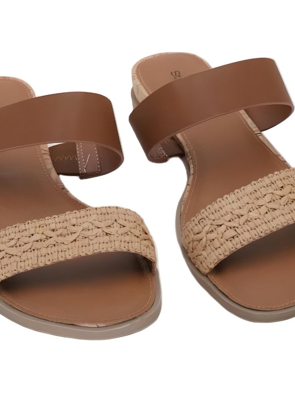 Style Co Elliee Cognac Raffia Slide Sandals 8M
